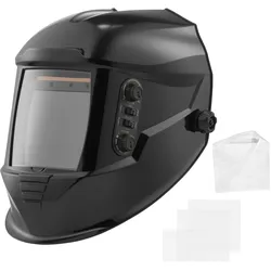 VEVOR Automatik Schweißhelm, 100x95 mm True Color, 1/1/1/1 Solar Schweißermaske, 4 Lichtbogensensoren, DIN 4/5–9/9–13, für WIG MIG ARC Schweißen Schleifen Schneiden – METIS-Serie, Schwarz