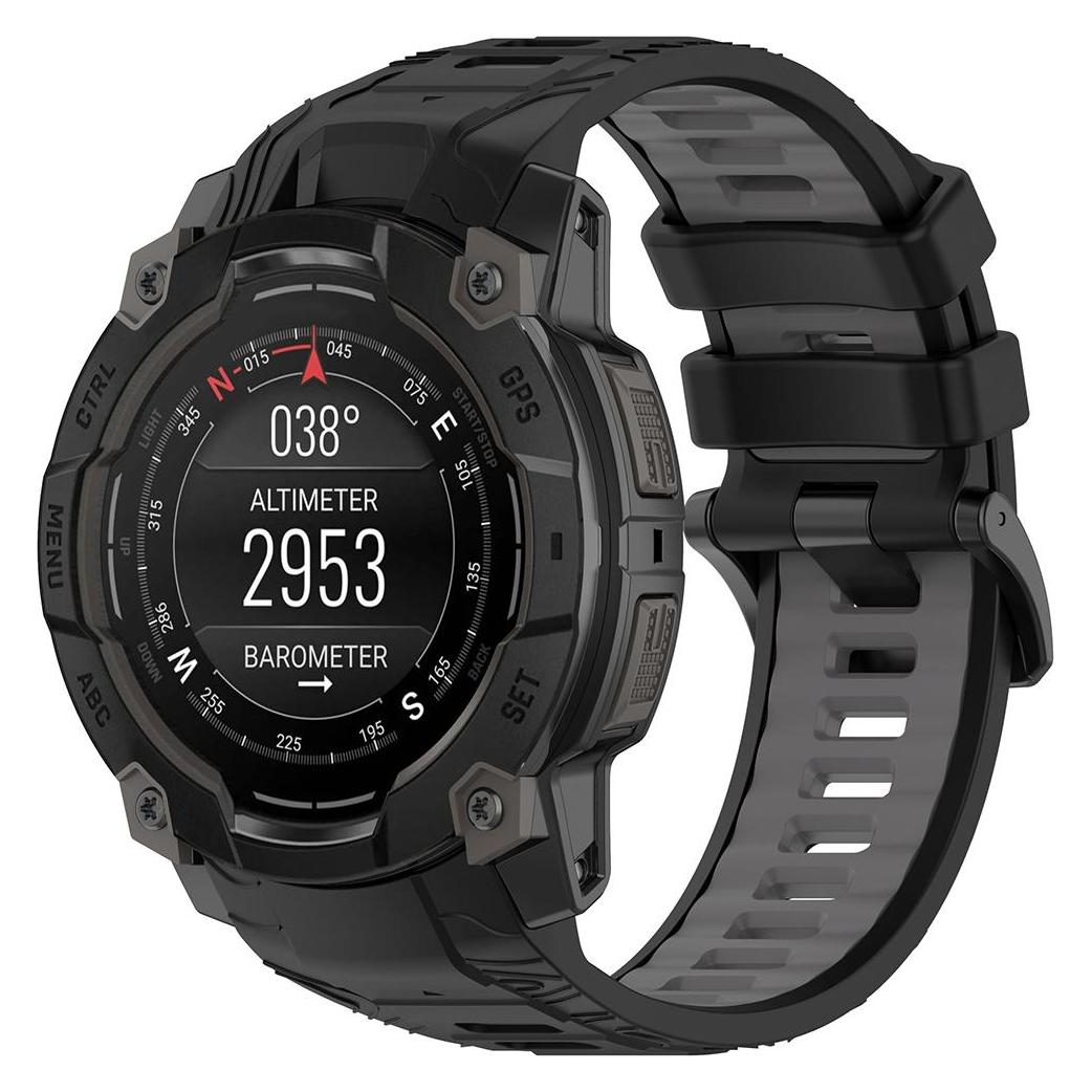 Techsuit - Watchband 22mm (W077) - Garmin Instinct 3 50mm/Instinct 3 50mm Solar - Black/Gray (22 mm, Polycarbonat, Silikon) (57933927)