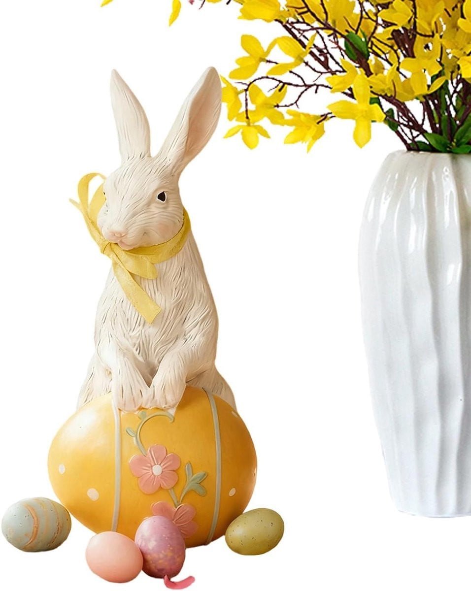 Paashaas Figuren - Lente Beeldjes - Feestelijke Decoratie - Hoogte: 19 cm