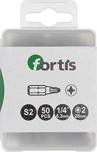 Fortis Pozidriv PZ2 Bits 1/4 inch 25mm - Set van 50 stuks