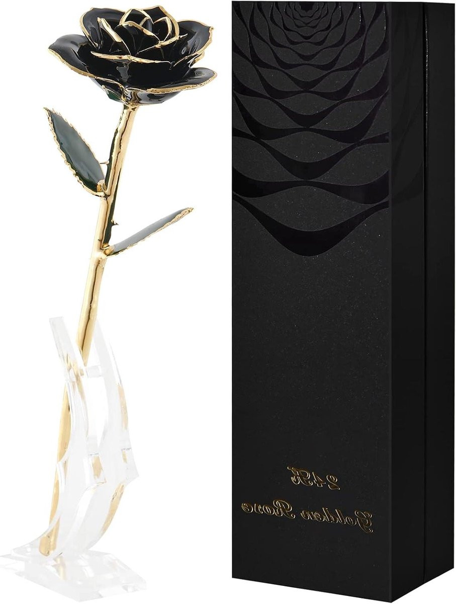 Gouden Roos Eeuwige Bloem Zwart
