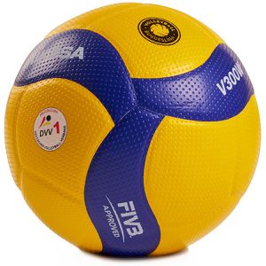 Mikasa Volleyball V300W-DVV1 VBL, mit DVV 1 Zertifizierung, Spielball, gelb/blau, 280 Gramm, Größe 5