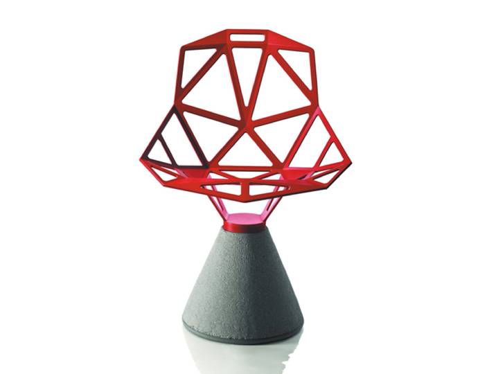 MAGIS chaise pivotante avec base CHAIR ONE (Rouge - aluminium et cemento)