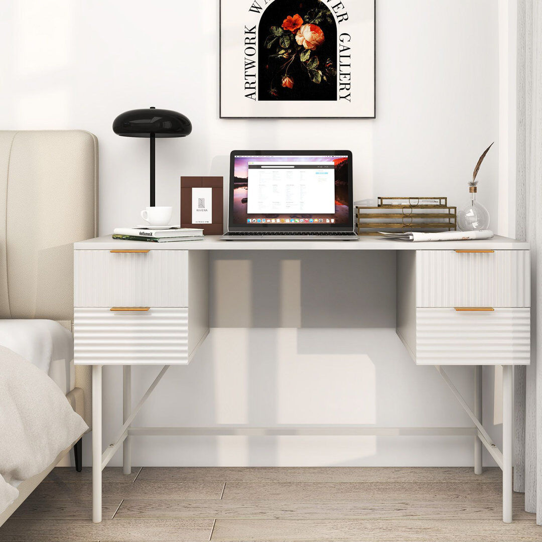 Canora Grey Computer Desk White/White 75cm H X 120cm W X 48cm D