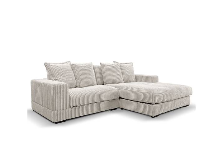 Ecksofa mit opt. Hocker 285 cm Beige Cordstoff Amba 285 x 99 x 195cm Longchair davorstehend rechts Modern