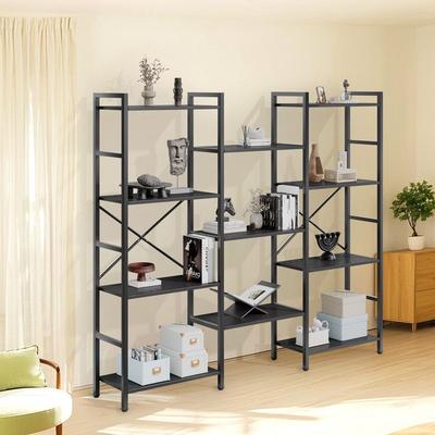JEAREY Iron Frame Storage Rack with Wood Grain Shelves, 4-Tier & 3-Tier Design