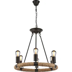Hanf Seil Hänge Kron Leuchter FILAMENT Decken Pendel Lampe im Set inkl. LED Leuchtmittel