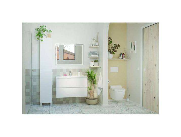 ONDEE ZEN Colonne de rangement à poser LILA - 30 cm - Finition : Blanc - 2 Portes