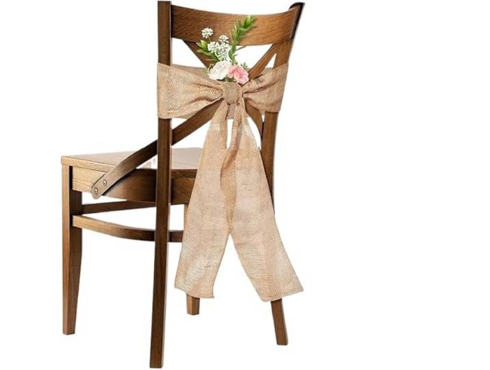 Stuhlschleifen für Hochzeiten 10 Stücke Sackleinen Stuhl Schärpen Hochzeit Natürliche Jute Bogen Band for Dekoration Vintage Empfang Geburtstag Party(Jute)