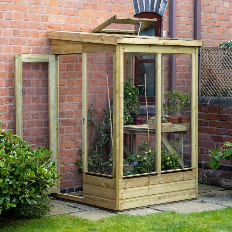 Forest Garden 4x4 Forest Wallscape Lean To Greenhouse with Open Back - Pressure Treated