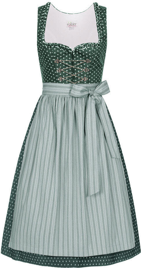 Dirndl NÜBLER "Dirndl midi Thea", Damen, Gr. 44, EURO, grün, Obermaterial: 100% Baumwolle CO., Kleider Dirndl
