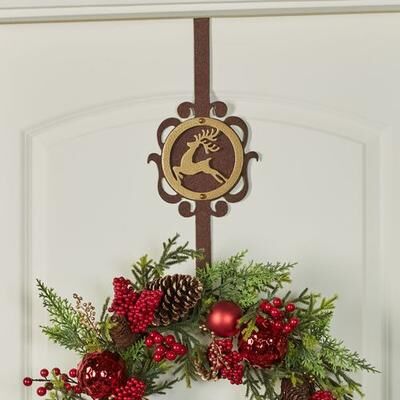Touch Of Class Metal Overture Reindeer Wreath Hanger Gold/Bronze, Reindeer, Gold/Bronze