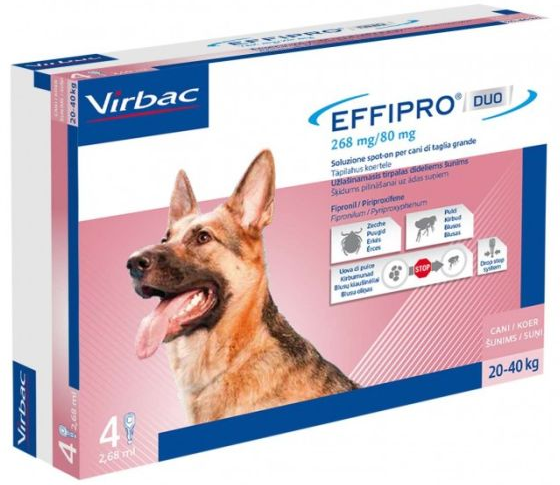 Virbac Effipro Duo 4 Pipette 20 40 Kg Cani