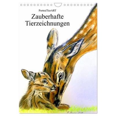 PortraiTierART Zauberhafte Tierzeichnungen (Wandkalender 2026 DIN A4 hoch), CALVENDO Monatskalender
