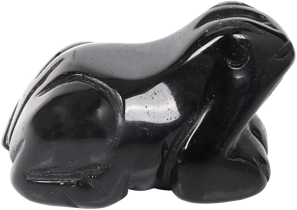 Solidchoice Handgegraveerde Zwarte Obsidiaan Kikker, 1.5 Inch