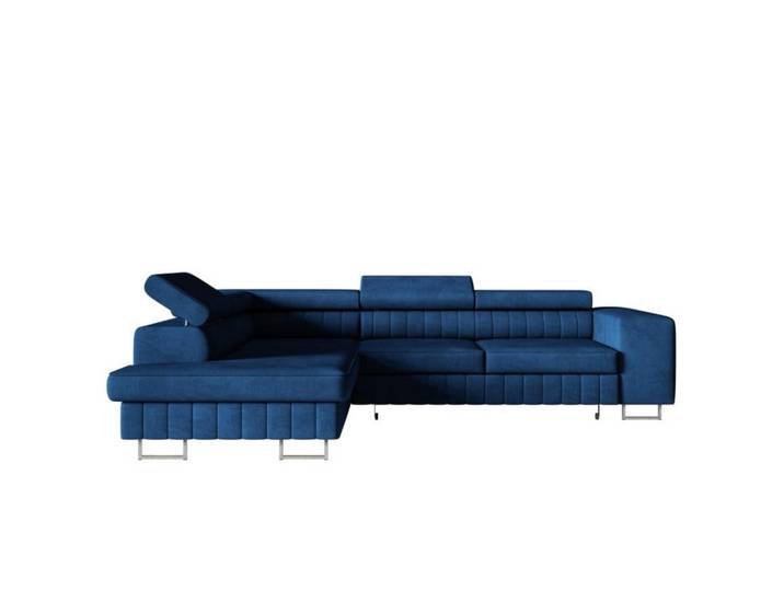 Sepro Meble Ecksofa Kronos Granatblau Silberne Beine Links, Dunkelblau, 274x203 cm, Wohnzimmer, Sofas & Couches, Wohnlandschaften, Ecksofas