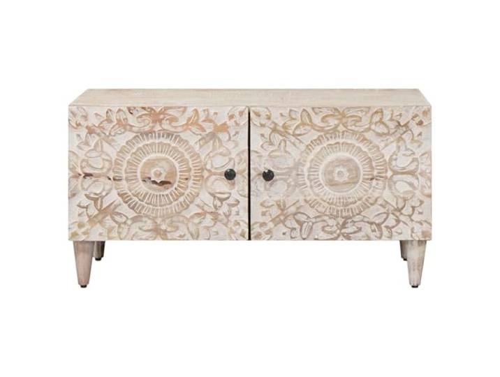 KTHLBRH Rechteckiger Couchtisch aus Massivholz Mango 80 x 50 x 40 cm Rustikales Design, geräumige Oberfläche, robuste Struktur, für Wohnzimmer