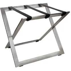 Kofferständer STAINLESS STEEL aus Edelstahl mit Riemen Leder Schwarz