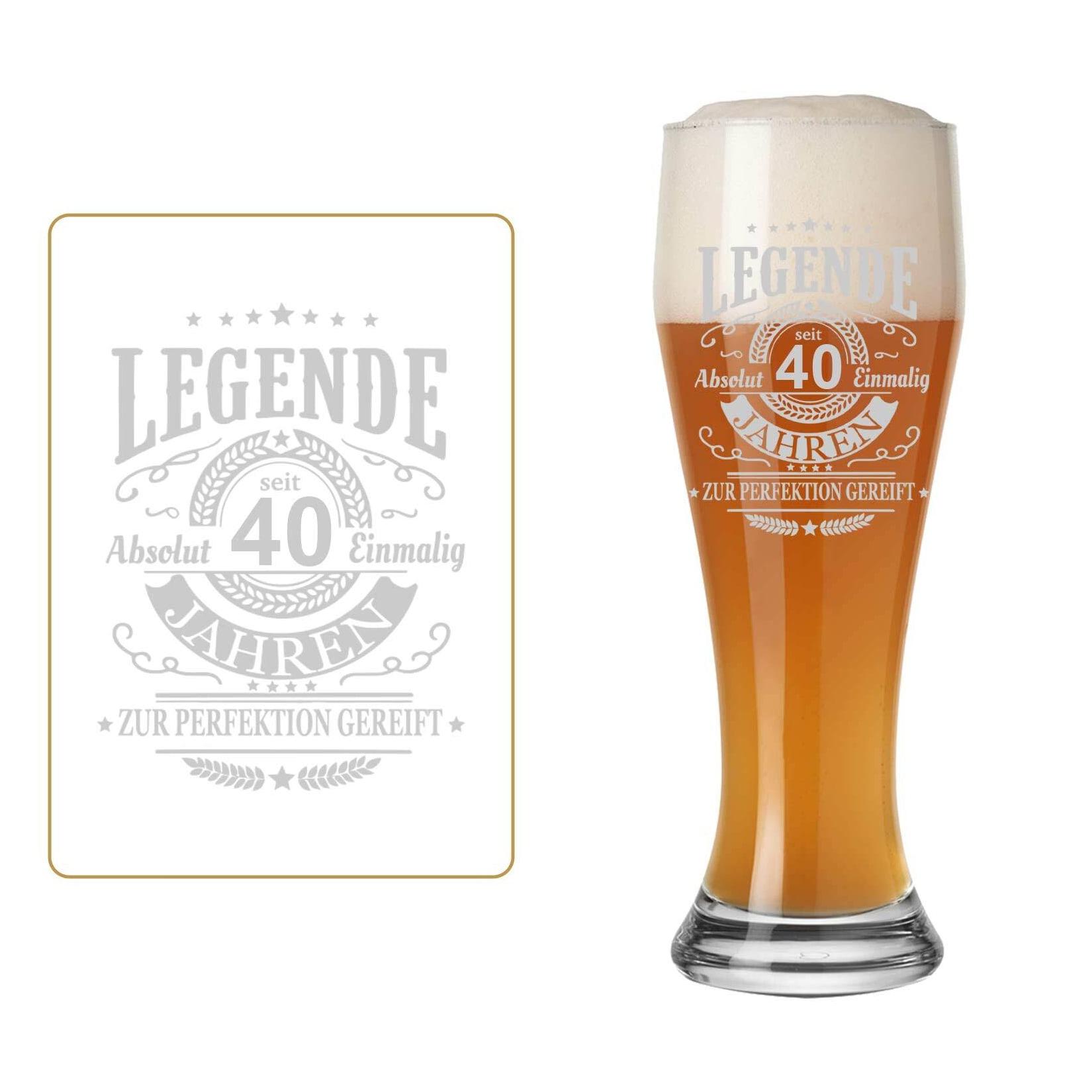 LUXENTU Weizenbierglas mit Gravur Legende seit 40 Jahren 0,5 l
