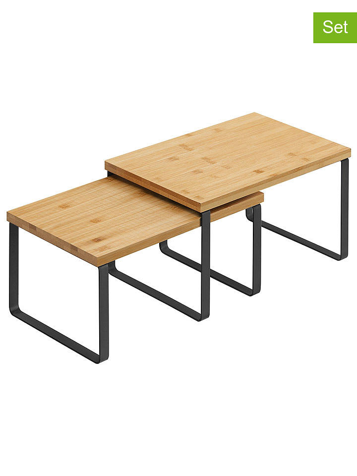SONGMICS 2er-Set: Gewürzregale in Hellbraun/ Schwarz - onesize