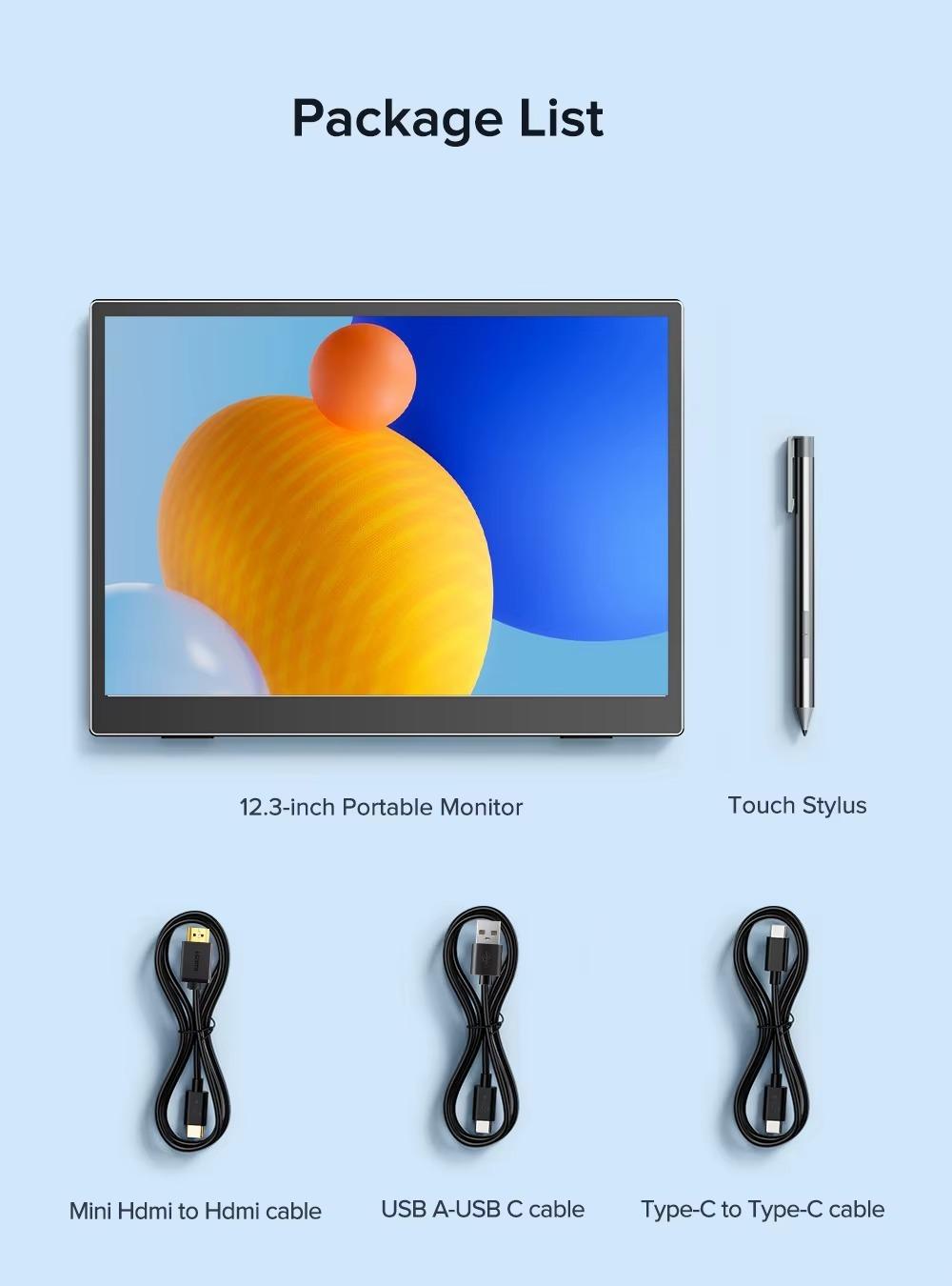 Tragbarer Touchscreen - Monitor mit Eingabestift - 30,5 cm - Auflösung 1920 x 1280 - IPS-Panel - HDR10 - 60 Hz - USB-C