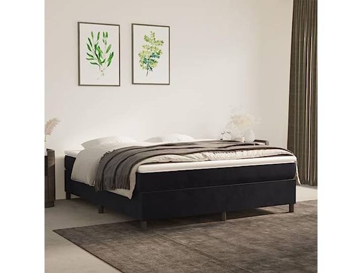 RJPLMFV Bettgestell, Velours, Schwarz, 160 x 200 cm Robuste Füße, Sperrholz-Latten, Stabilität, Premium-Komfort