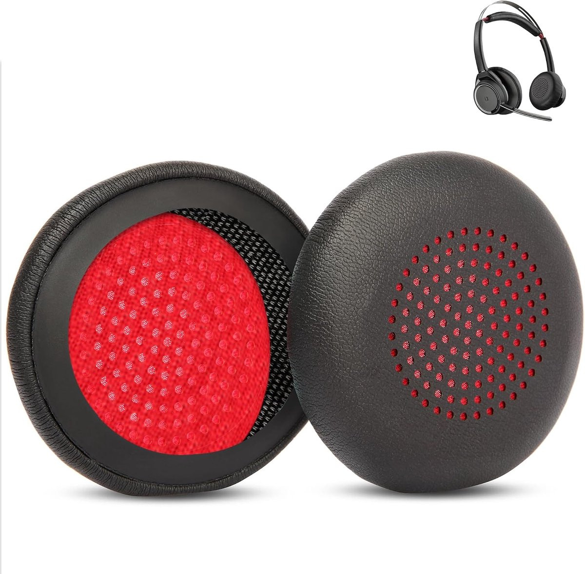 Vervangingsoorkussens van proteïneleer compatibel met Plantronics Voyager Focus UC B825/1&2 UC, Voyager 4210/4220 en Poly BlackWire 5200/C5200/5210/C5210/5220/7225