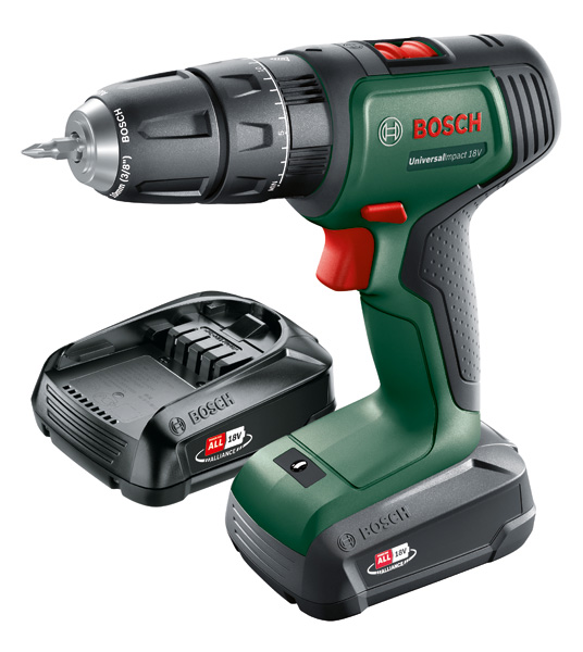 Bosch Akku-Bohrschrauber UniversalImpact 18V, 2 x Akku PBA 18V 1.5Ah, Tragekoffer 06039D4102