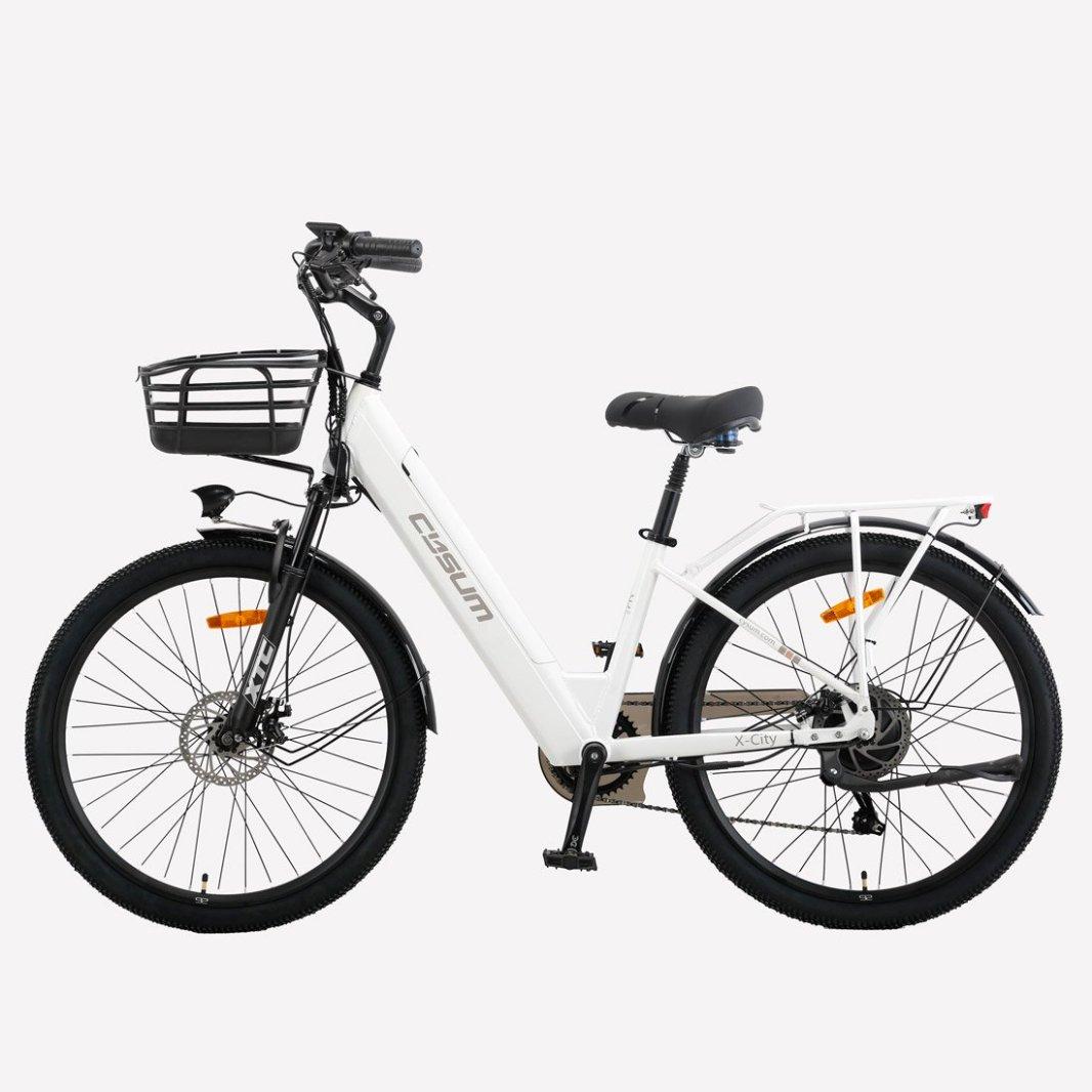 X-city Tiefeinsteiger-Elektrofahrrad, 48V, 250W, 25 km/h, abnehmbarer Lithium-Akku, weiß