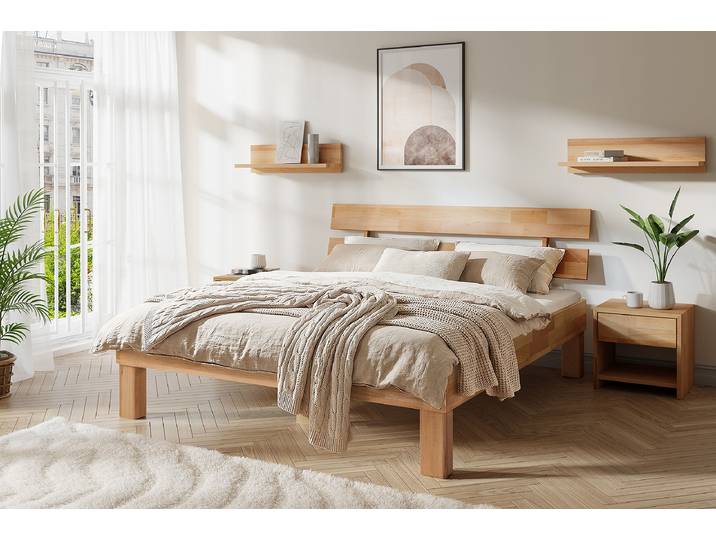 Massivholzbett AresWOOD - Buche 120 x 200cm Massivholz Kernbuche, geölt Holz/Braun Buche