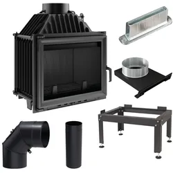 Guss Kamineinsaz Kratki MAJA Paket 8 kW Ofen Kamin Holz Heizeinsatz Holzofen