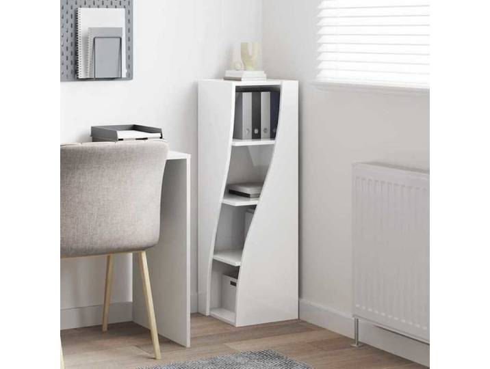 Meuble Rangement - HAOSHOP - Meuble d'angle Blanc brillant 32x32x102cm Bois d'ingénierie&01_42139