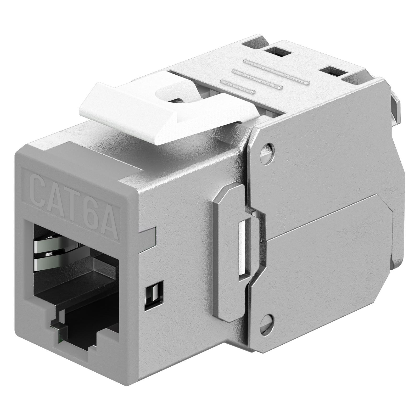 Goobay Keystone-Modul RJ45 CAT 6A, STP, Slim, hellgrau (Keystone Modul) (77946)