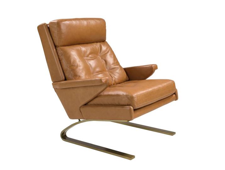 Angel Cerda Sessel Kamelfarbener Ledersessel 77/99/91 cm, Braun, Echtholz, Essen/Getränk, Füllung: Polyurethan (PUR),Polyurethan (PUR),Polyurethan (Pur), nicht einzeln stellbar,Freiform,Freiform, 77x91x99 cm, Wohnzimmer, Sessel, Polstersessel