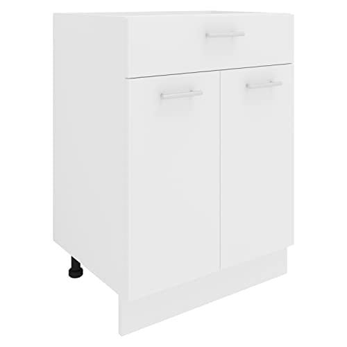 VCM Esilo Keukenonderkast met deuren en lade, Wit, Breedte: 60 cm, Hoogte: 82 cm, Diepte: 46 cm