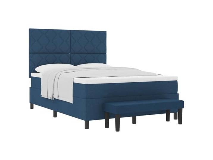 vidaXL Boxspringbett mit Kopfteil Blau 140 x 200 cm Stoff Zwei Höhenoptionen für individuelle Anpassungen, Robuster Holzwerkstoff für extra Halt, Mittel-feste Festigkeit für