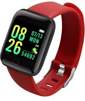Shopalltechgadgets Fitness Smartwatch With Heart Rate Monitor Call Alerts And Activity Tracker For Android IOS red