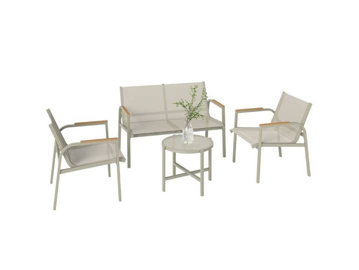 Ensemble de mobilier de jardin en métal résistant aux intempéries salon de jardin pour 4 personnes avec canapé 2 places 2 f