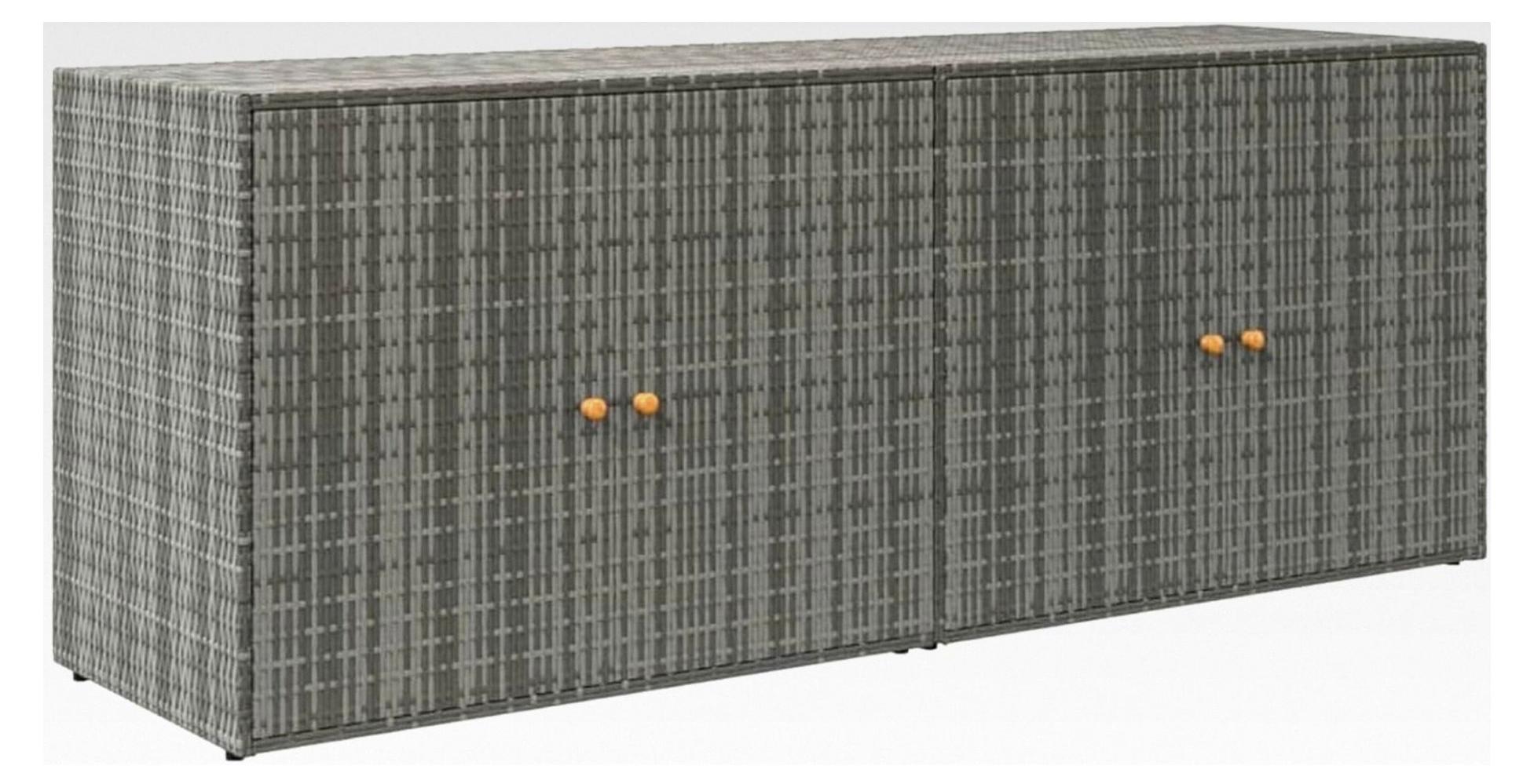 Gartenschrank Grau 198x55,5x80 cm Poly Rattan