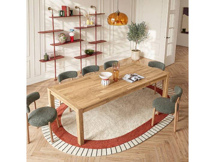 HABITAT - Table à manger rectangulaire extensible en bois massif - 6 à 8 couverts - Naturel - Design by Hélèna Pille - Varena