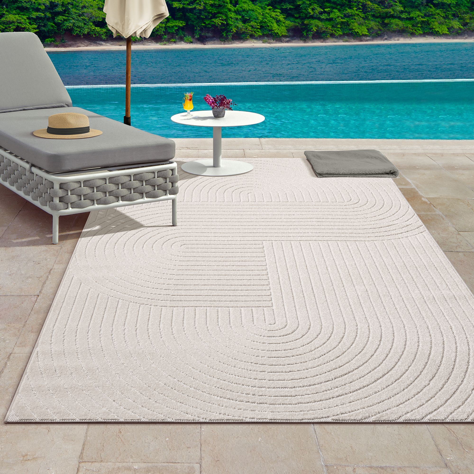 Teppich THE CARPET "Santo Plus", beige (creme), B:160cm H:5mm L:220cm, Polypropylen, Teppiche, Teppich, Plus moderner robuster In und Outdoor Teppich creme B : 160cm 1 Stk., 5mm, L: 220cm