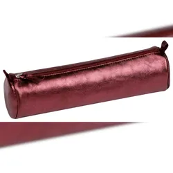 Clairefontaine 4x Schlampermäppchen aus Leder Cuirisé rund Ø5,5x22cm - Kirsche 8689C