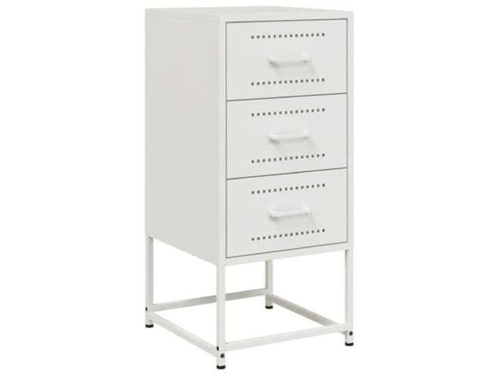 Coespram Nachttisch Weiß 36x39x78 cm Stahl Beistelltisch Industrie-Design für Schlafzimmer und Büro: robuster Stauraumschrank mit langlebiger Metallstruktur und leichter Pflege.