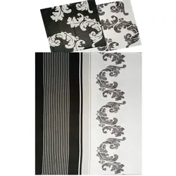 KH-Haushaltshandel 2-tlg. Biber Winter Bettwäsche 135 x 200 + 80x80 cm, 100% Baumwolle, schwarz weiß,Streifen/Ranken