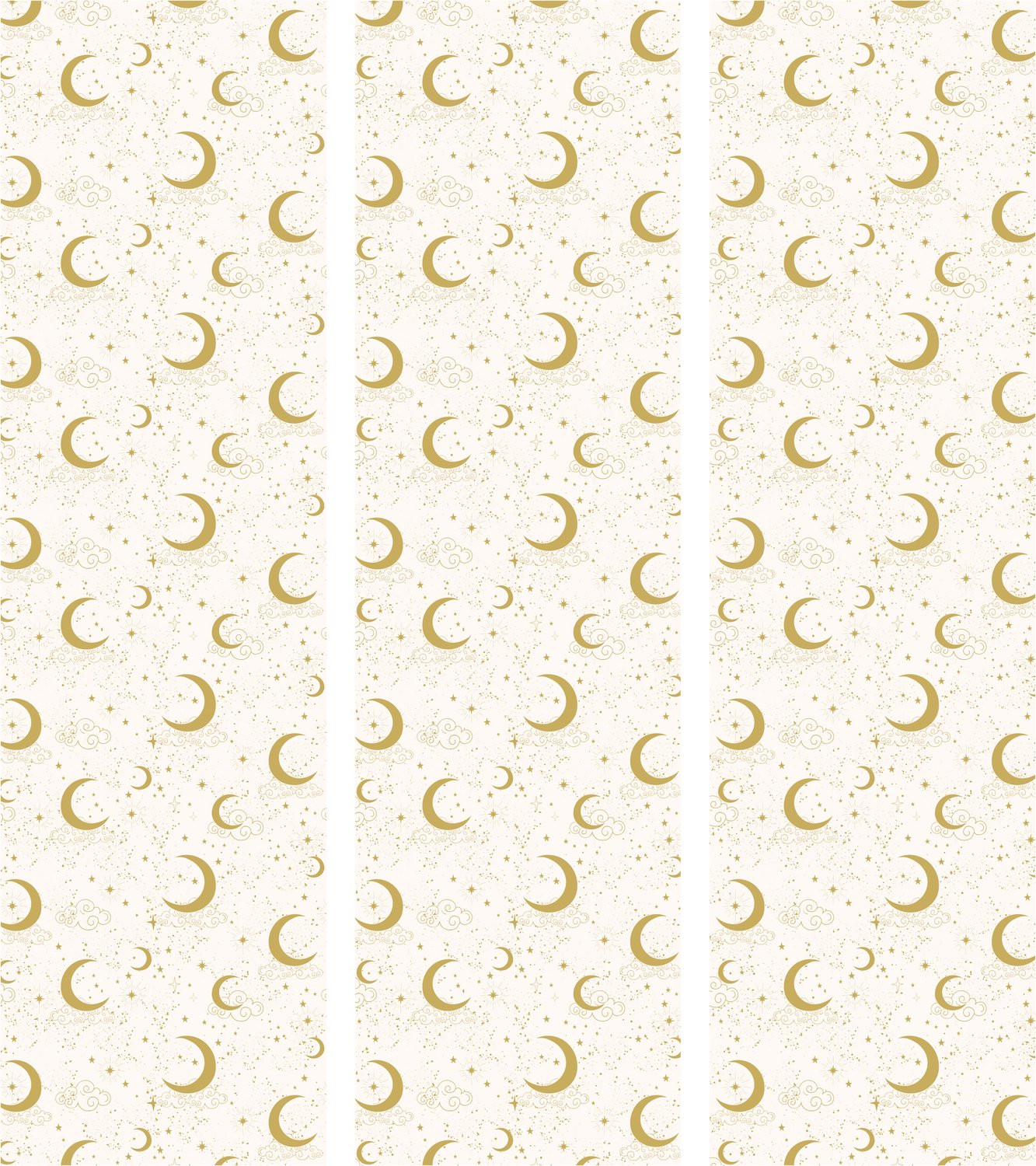 Japans Kamerscherm Moonlit Nights – 3-delig – Houten frame – 135 x 172 cm – Delicate manen en wolken in warme tinten – Roomdivider