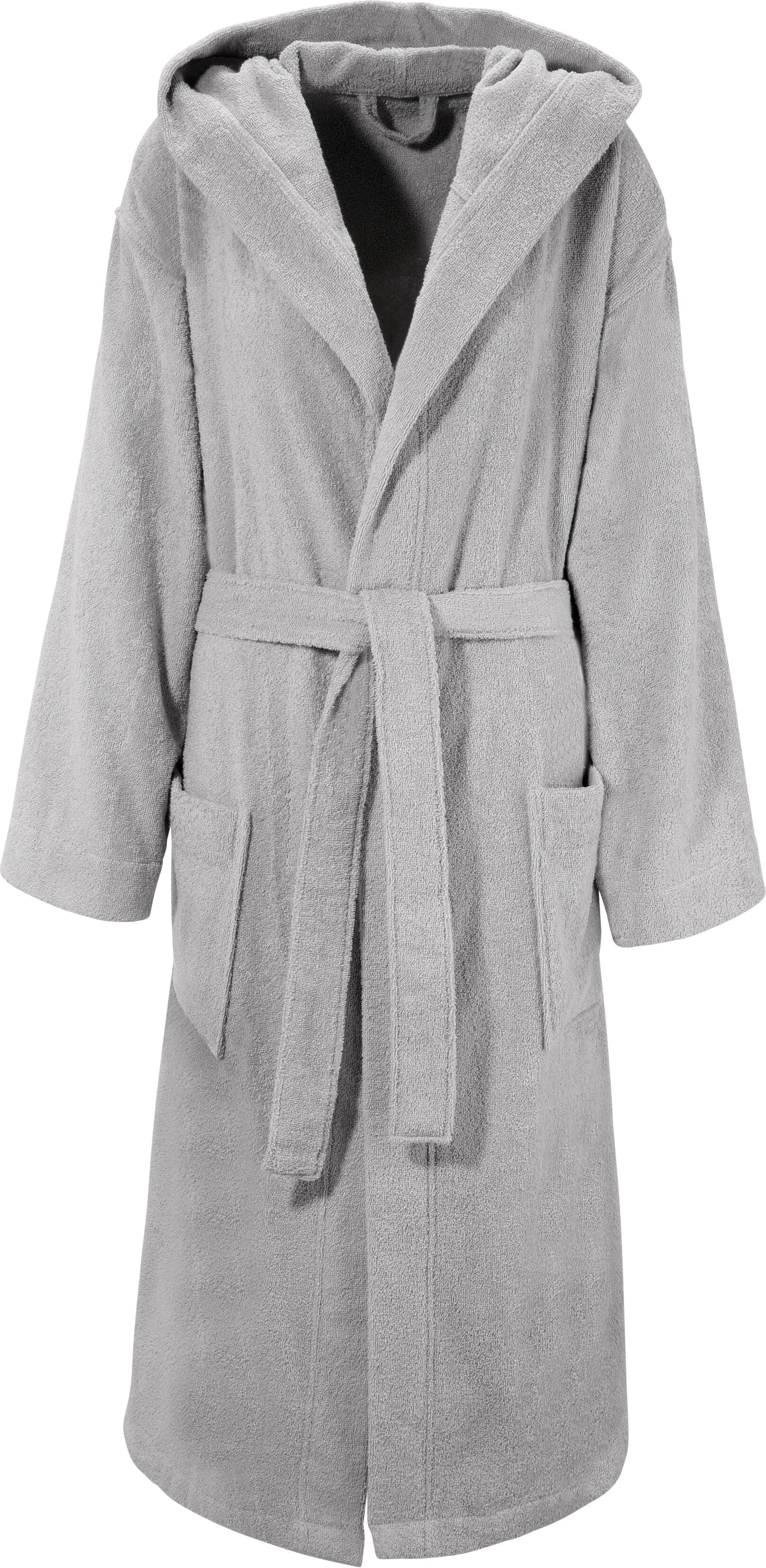 Unisex-Bademantel BRUNO BANANI "Robby, ideal für Sauna & Spa, Standard, Premium und Überlänge" Gr. L, grau (hellgrau), L, Walkfrottee, Hausmäntel, Unisex-Bademantel, Damen & Herren Bademäntel, Baumwolle, mit Taschen, Sauna, XS-3XL hellgrau L