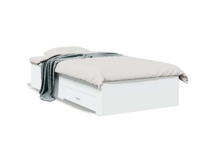 Cadre de lit 1 place - Cdiscount - FAFA6056 - Blanc - Bois d'ingénierie - Avec tiroirs