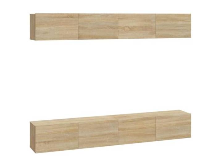 LMTYOENFG 4er Set TV Wandschrank Sonoma Eiche 100x30x30 cm Lowboard Platzsparende Hängeboards für Wohnzimmer und Schlafzimmer mit zwei Klapptüren und reichlich Stauraum für Ihre Medien.