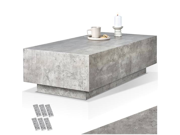 Couchtisch Lasley mit Standfuß, Belastbarkeit 45 kg - Beton Optik, 120 x 60 x 35 cm
