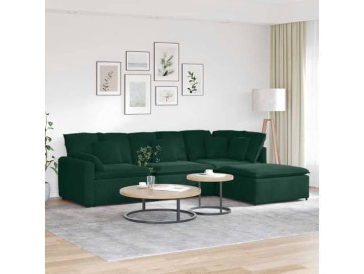 KGTKGTYER Modulares Sofa Samt Dunkelgrün Eckcouch mit Fußhocker Kissen Anpassbare Konfiguration, Integrierte Armlehnen, Schaumstoffpolsterung